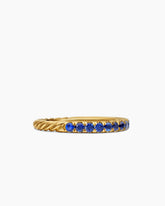 Cable Collectibles® Stack Ring in 18K Yellow Gold with Pavé Blue Sapphires, 2mm
